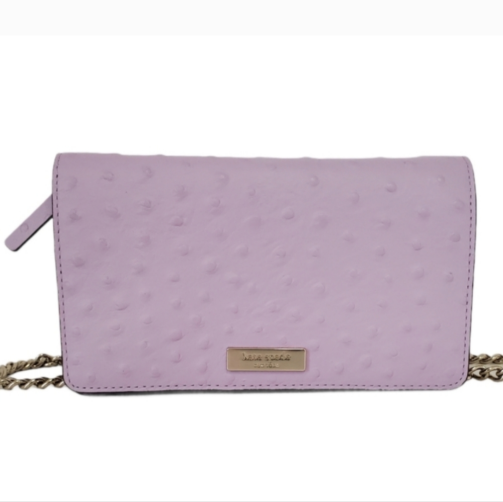 Kate Spade lavender ostrich print leather handbag small